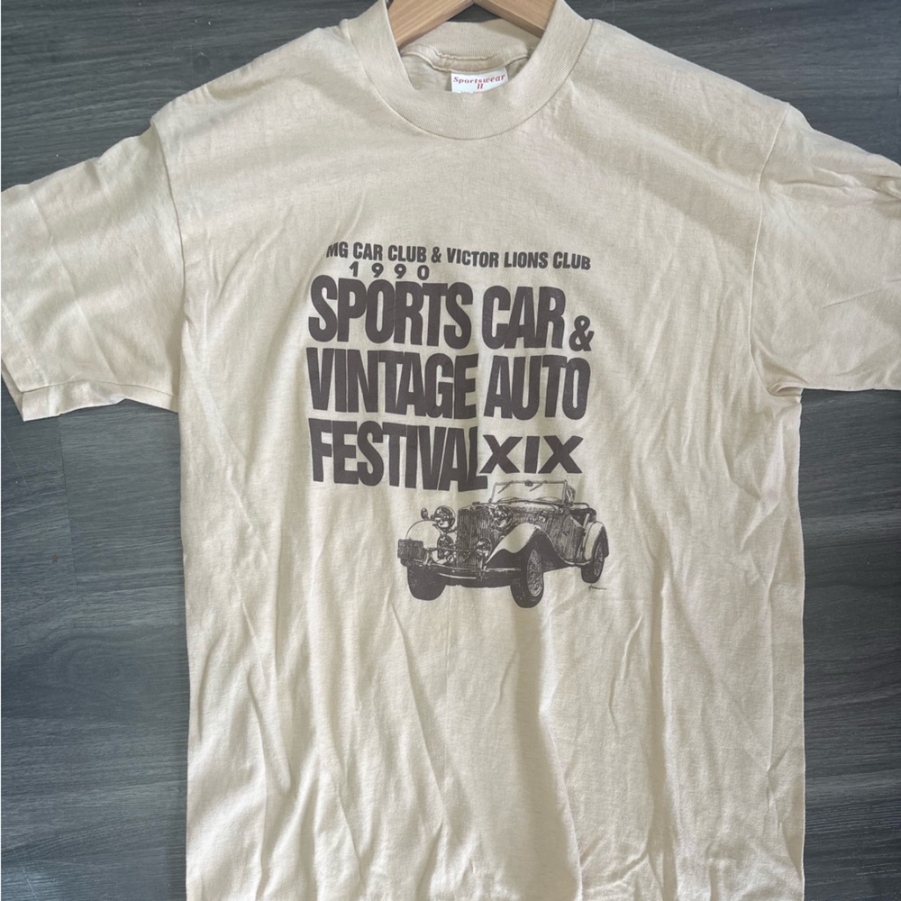 Vintage 1990 Sports Car & Vintage Auto Festival T-Shirt - Cream Single Stitch